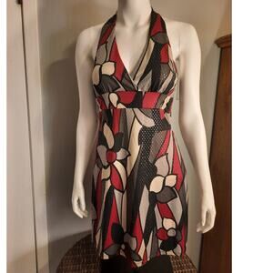 Hot Choco Halter Dress sz Large Low Cut Plunge V Neck Sequin Party Holiday Prom